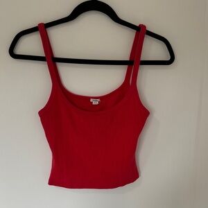 Garage Red Ribbed Tank Top